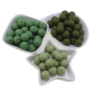 New 20pcs/Lot Silicone Beads 15mm Khaiki Wine Sage Green Coffee Blush Mustard Bison Design For Necklaces Pacifier Jewelry Making
