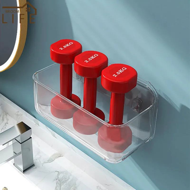 Transparent Bathroom Shelf Simple Cosmetic Organizer Shower Shampoo Holder Wall Mounted Floating Shelf Wc Toilet Accessories