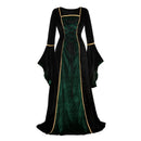 Medieval Renaissance Velvet Long Dress Women Victorian Retro Fancy Gown Halloween Cosplay Costume Plus Size