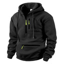 Men's hooded sport casual sweatshirt with industrial style loose fleece pullover trendy brand multi-pocket men's shirt