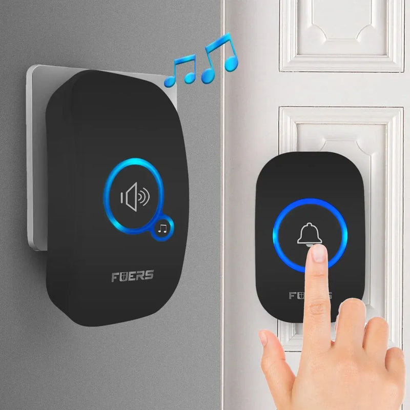 Fuers Wireless Doorbell 1000ft Range Loud Enough With 4 Volume Levels Door Welcome Chimes LED Flashing 2 Receivers & 2 Buttons