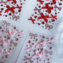 DIY Decor Kpop Photocard Sticker 3D Stereo Bow Heart Style Scrapbook Journal Stuicker Cute Pink Red Color Phone Shell Sticker