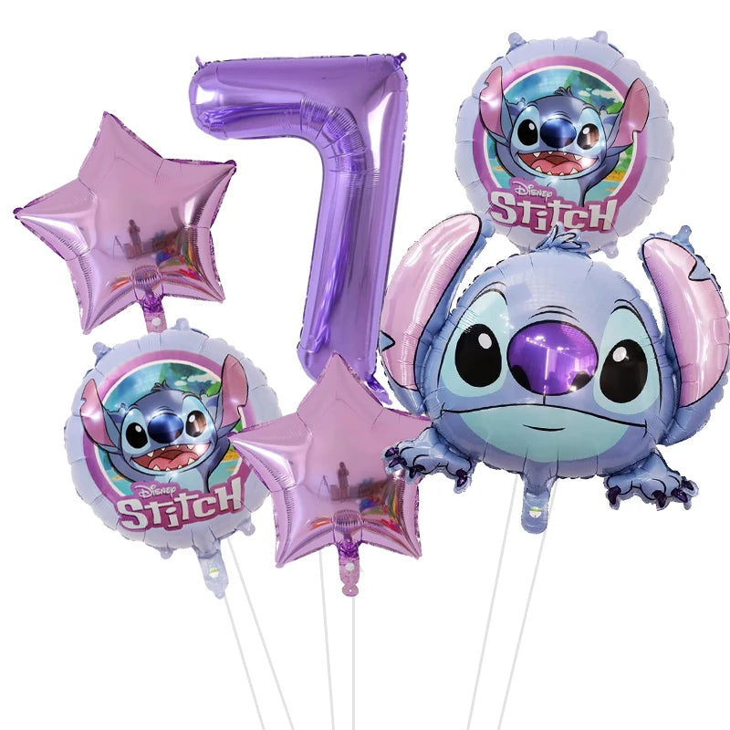 6pcs Disney Lilo & Stitch Party Balloons Stitch 32" Number Balloon set Baby Shower Birthday Party Decorations Kids Toy Gifts