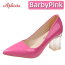 Aphixta 7cm High Heels Damen Orange Leder Pumps Weibliche Hochzeit Grüne Transparente Schuhe Drop Shipping Übergröße 30-50