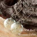 2 Paare 16MM Glaskugel Löwenzahn Samen Ohrringe Öko Ohrring Botanischer Schmuck Natur Echte getrocknete Blumen Ohrhänger für Frauen