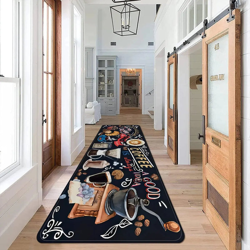 3D Printed Gourmet Kitchen Rug Bathroom Non-Slip Flannel Floor Mat For Living Room And Entrance Door Home Decoration Products