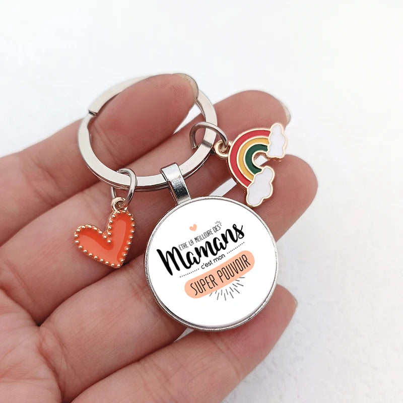 French Mother Keychains Lovely Mom Keychain for Thanksgiving Gift for Mom Cute Gift In French