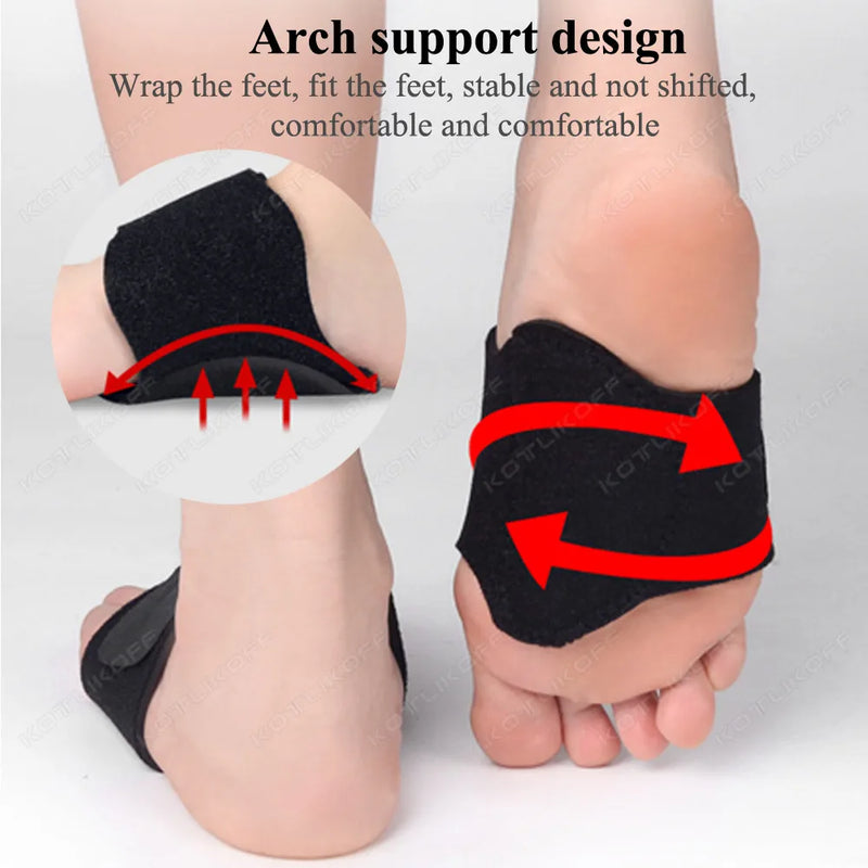 1 Pair Arch Support Brace Non-Slip Cushion Sole Foot Arch Support Plantar Fasciitis Heel Pain Aid Feet Care Absorb Shock Pads