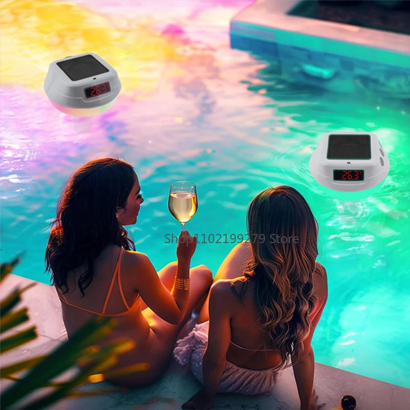 2025 NEW Intelligent Solar Powered Pool Thermometer With LED Digital Gauge 100 Meter Wireless Transmission green