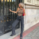 Women Leopard Tulle Bodysuit 2025 Summer Hollow Out Irregular Straps Snap-botton for Holiday Beach Style Streetwear