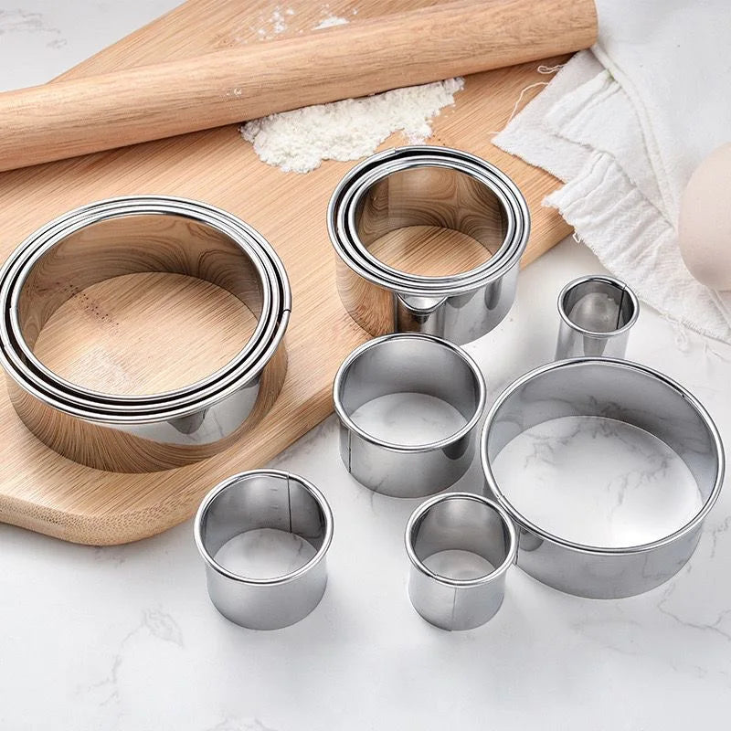 5pcs Round Biscuit Mold Stainless Steel Dumpling Skin Cutting Mould DIY Cake Pastry Baking Cutting Maker Tools Kitchen Gadgets