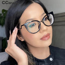 45045 Anti-blue Light Brand Designer Optical Lady Cat Eye Glasses Frames For Women EyeGlasses Metal Temple Fashion Eyewear