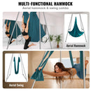 SucceBuy Aerial Yoga Frame & Hammock 9.67FT Professional Yoga Swing Stand w/6.6 Yards Aerial Silks Max 551lbs Indoor Aerial Rig