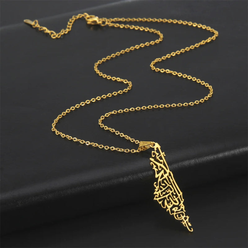 My Shape Palestine Map Pendant Necklaces for Women Men Stainless Steel Hollow Map Necklace Choker Chain Male Jewelry Wholesale