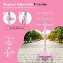 DORTALA Folding Kids Scooter Kick Scooter Extra Wide Deck LED Lighted Wheels Rear Brake