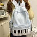 New Large Capacity Polka Dot Backpack Multifunctional Lightweight Piano Key Backpack Black Piano Mochilas Sports