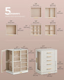 SONGMICS Jewelry Box 360° Rotating, Jewelry Storage Case with 5 Drawers, Jewelry Organizer, Glass Window, Spacious