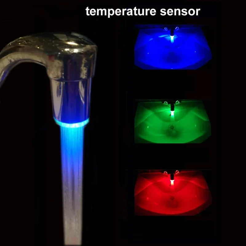 ZhangJi LED Luminous Faucet Tap Nozzle RGB Color Light Blinking Temperature Aerator Water Saving Kitchen Bathroom Accessories