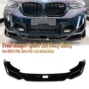 Front Bumper Spoiler Lip For BMW F97 X3M F98 X4M 2022 2023 2024 Carbon Fiber Look/Gloss Black Lower Body Protector Splitter Kit