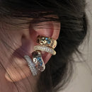Punk Zirkon Doppellagige Ohrmanschette Ohne Piercing Ohrringe Trendiger Einzigartiger Metall Geometrischer Ohrclip für Damen Schmuck Geschenke