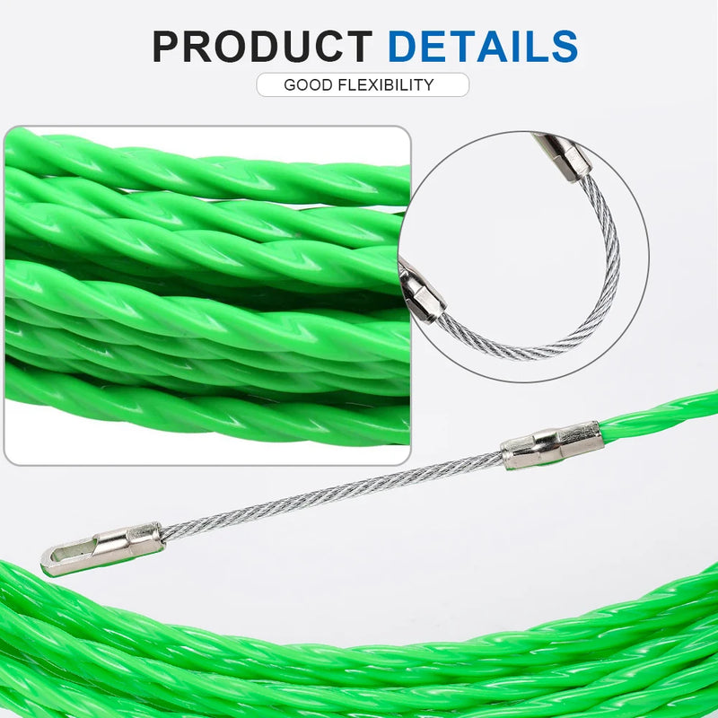 4mm 5/10/15/20/25/30/40/50M Cable Push Puller Fiberglass Duct Rodder Fish Tape Electrical Wire Cable Guide Device Aid Tool