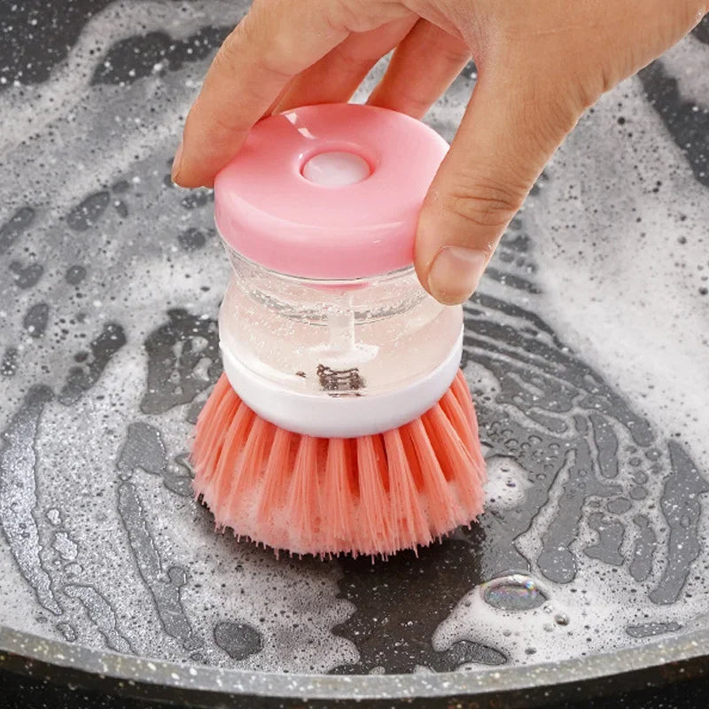 Kitchen Wash Pot Dish Brush Washing Utensils with Washing Up Liquid Soap Dispenser Household Kitchen Cleaning Accessories