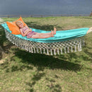 Hammock Soft Comfortable Fabric Canvas Hammock Outdoor Portable Boho Fringe Hammock for Garden Patio Yard Travel Max 200kg