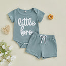 Summer Little Baby Boys Clothing Set Soft Ribbed Newborn Outfits Letter Print Short Sleeve Jumpsuit Elastic Shorts Infant Suit