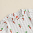 0-3Years Baby Boys Easter Outfits Carrot Stripe Print Short Sleeves T-Shirt and Elastic Shorts 2 Piece Sets for Boys