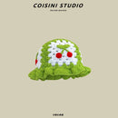 2024 New Korean-Japanese Hand Buckle Crochet Bucket Hat Spring and Autumn Winter Sun Hat Female Cherry Designer Bob Basin Hat