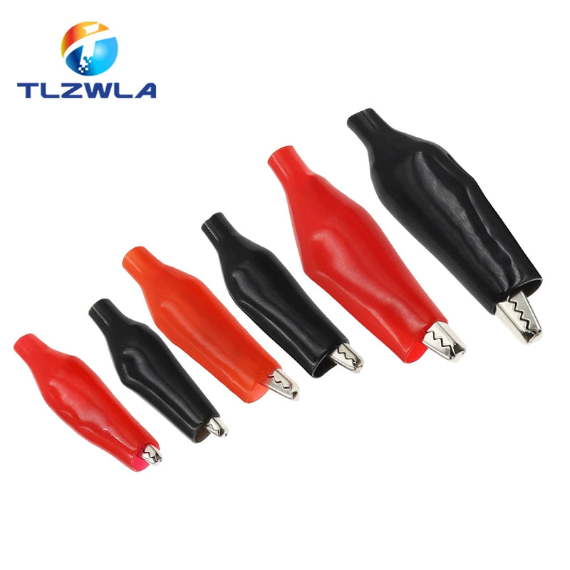 10PCS 28MM 35MM 45MM Metal Alligator Clip Crocodile Electrical Clamp Testing Probe Meter Black Red with Plastic