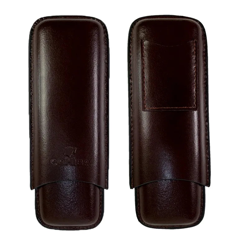 Leather Cigar Case, Portable Cigar Accessories for 2 Cigars Cool Gadgets