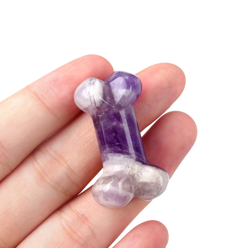 Hand Carved Mini Dog Bone Statue Gemstone Healing Crystal Bone Figurine Room Ornament Pocket Stone Collectible Home Decor Gifts