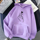 Damen Hoodies Casual Kpop Finger Herz Liebe Muster Kapuzenpullover Mode Hoodie Langarm Damen Pullover Streetwear