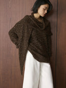 Winter new Korean style fashionable mixed color plush knitted shawl style wool sweater loose warm top for women