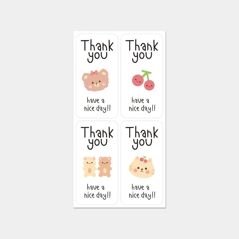 100Pcs Cute Thank You Stickers for Small Business Cake Dessert Packaging Gift Sealing Decor Labels “Thank You Have A Nice Day ”