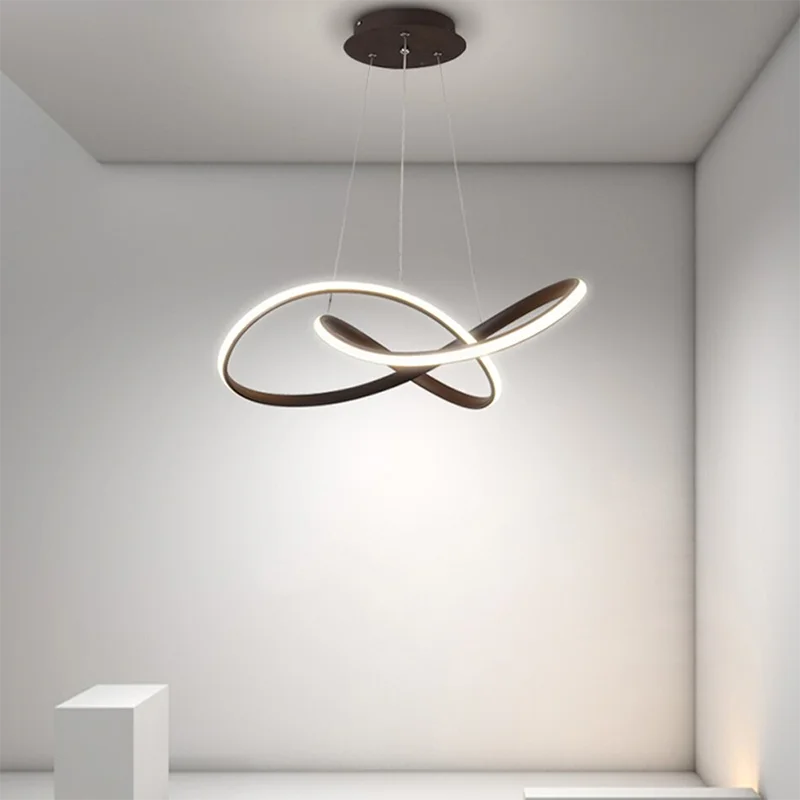 Nordic LED Pendant Light Hanging Aluminum Line Remote Dimming Lighting For Master Bedroom Living Room Dining Room Home Luminaire