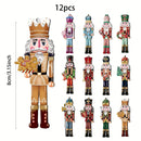 12pcs Christmas Nutcracker Soldier Wooden Pendant Xmas Tree Hanging Ornament Navidad Decoration for Home 2026 New Year Gift