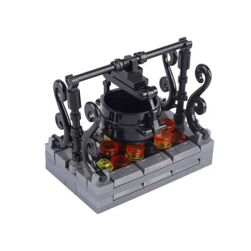 MOC Medieval Castle Building Blocks kit Tent Campfire Siege Car Hanging Cage Trial Bench Guillotine Weapon Toys Gifts Mini Brick