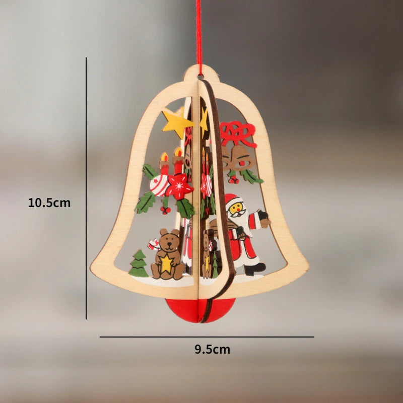 Christmas Wooden Pendant santa car pattern Xmas Tree Hanging Ornaments Christmas Decorations for Home Navidad Gift New Year 2023