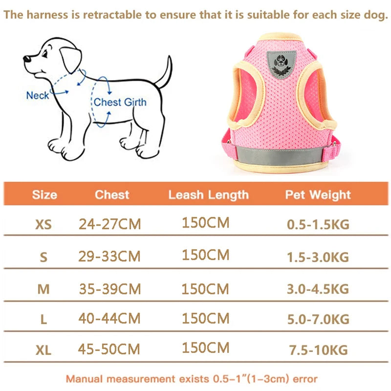 Dog Harness Vest Set for Small Medium Dog Harness Leash Puppy Cat Reflective Chest Strap Chihuahua Yorkies Walking Lead Leash