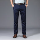 BROON 2023 Herren Neue Freizeit-Hosen Mittelhohe Taille Gerade Formelle Lange Hose Erwachsene Einfarbige Flache Design-Hose Business Herren