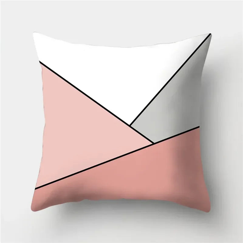 Geometry Cushion Cover Polyester Pillowcase Decorative Sofa Cushions Red Yellow Pink Pillowcover Home Decor Pillowcase 45x45cm