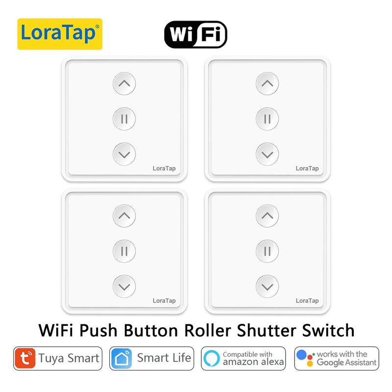 LoraTap Roller Shutter Curtains Blinds Push Button Switch Tuya Smart Life Electric Motor Engine Connected WiFi Alexa Google Home