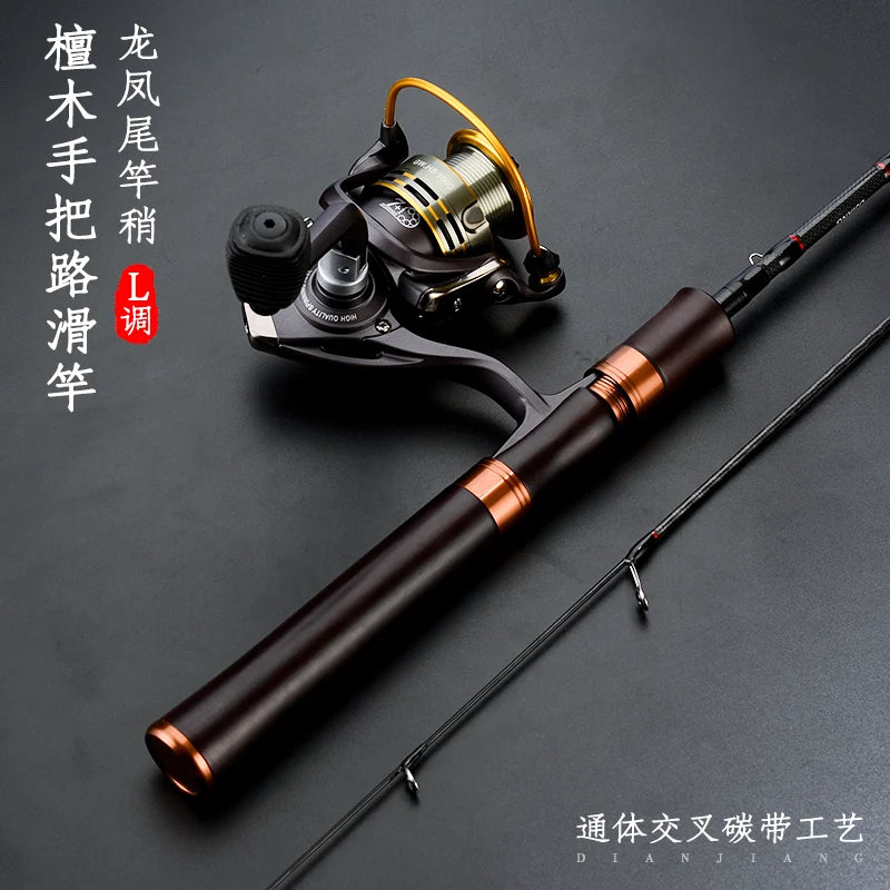 Wooden Handle L Spinning Lure Fishing Rod Fast Action Micro-Mouth Trout Rod 1.68m 1.8m 1.98m L.W 2-10g High Carbon Solf Pole