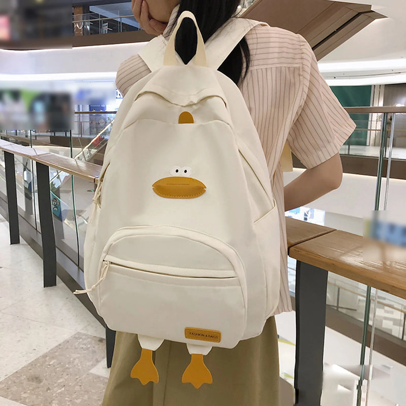 Cartoon Duck Rucksack with Adjustable Shoulder Backpack Lady Fashion Bag Lightweight Rucksack for Hiking Trips Outdoor