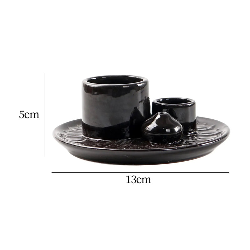 4 in 1 Incense Burner Candles Holder Salvia Cordata Incense Peruvian Holy Wood Burning Tool Ceramic Disc Wax Candle Holder