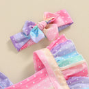 Toddler Girl Floral Print Sleeveless Romper Dress with Matching Headband Set Adorable Summer Outfit for Baby Girls