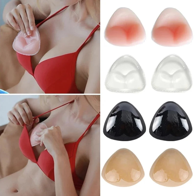Silicone Bra Inserts Breast Pads Sticky Push-up Women Push Up Bra Cup Thicker Nipple Cover Patch Bikini Inserts for Swimsuit