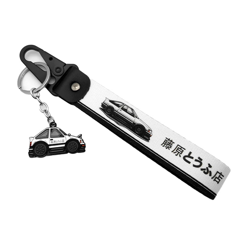 Initial D AE86 mental keyring Wrist strap keychain JDM Style Key Holder For Honda Toyota Mazda Mitsubishi